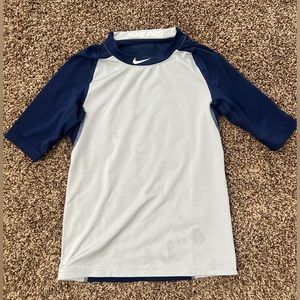 Nike Dri-Fit Kids Boys 3/4 Sleeve Baseball Top Undershirt Grey Blue